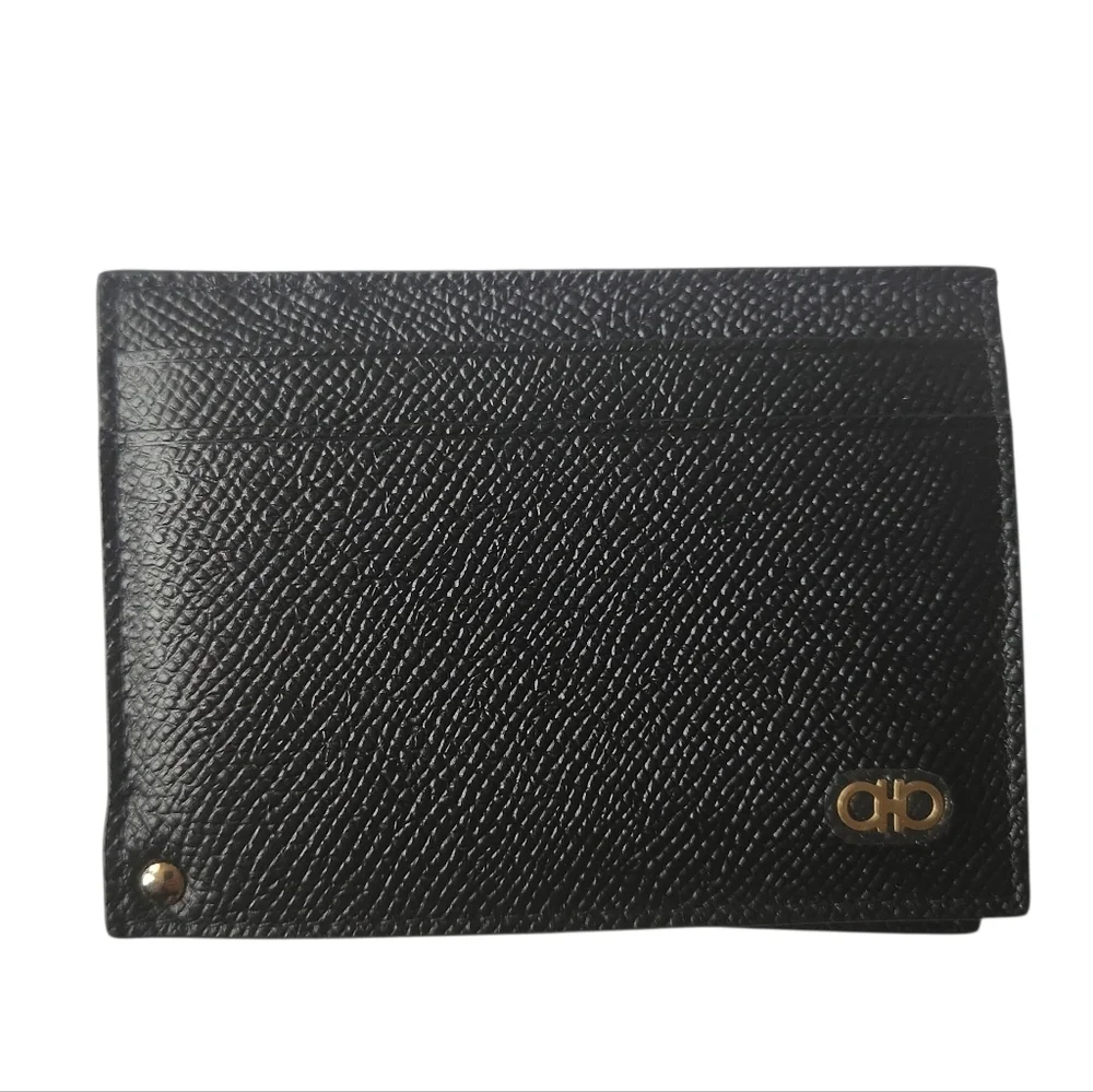FERREGAMO Double Gancini Revival Leather Wallet Card Case - Picture 2 of 6